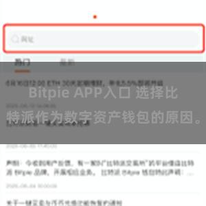 Bitpie APP入口 选择比特派作为数字资产钱包的原因。