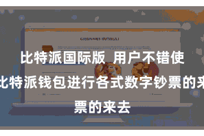 比特派国际版  用户不错使用比特派钱包进行各式数字钞票的来去